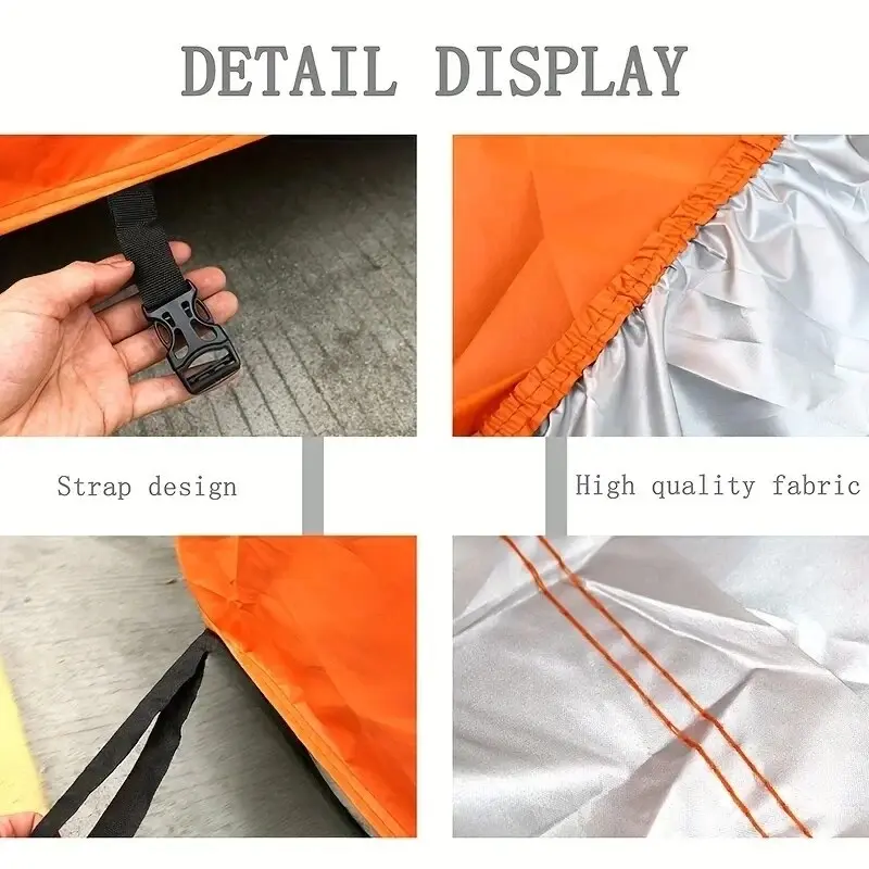 Orange Boat Cover Yacht Cover Anti-UV Waterproof Outdoor Protection Heavy Duty Marine Fishing Speedboat 11-22FT
