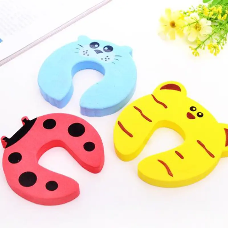 5Pcs/Lot Baby Safety For Newborn Furniture Protection Card Door Stopper Security Cute Animal Care Child Lock Finger Protector