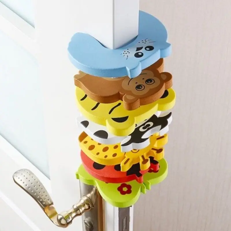 5Pcs/Lot Baby Safety For Newborn Furniture Protection Card Door Stopper Security Cute Animal Care Child Lock Finger Protector