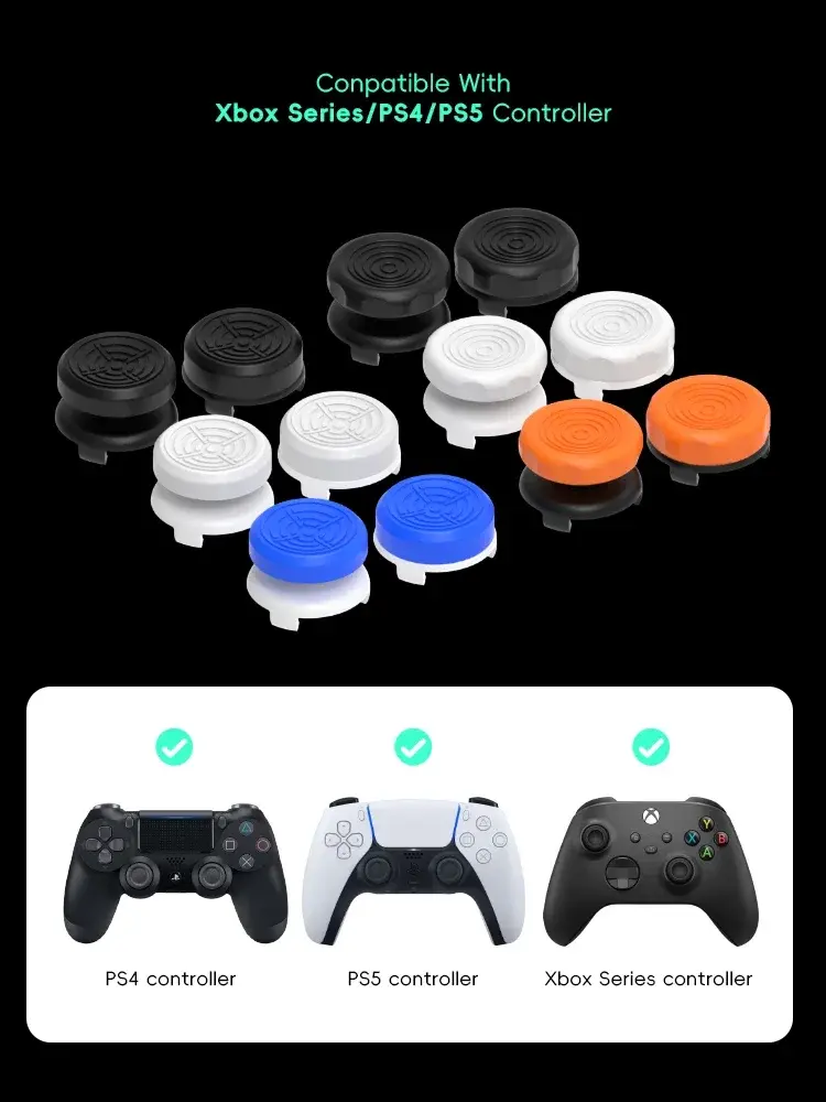 PS4 PS5 Performance Thumb Grips (2-Pack) - High & Low Rise Anti-Slip Joystick Covers for Enhanced Control