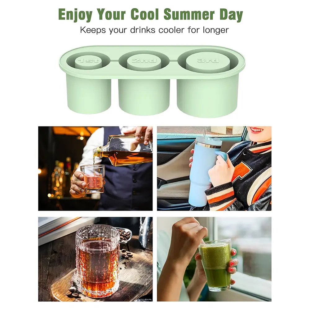 3-Pack Silicone Ice Cube Molds with Lids - Round Tube Ice Trays for Whiskey, Cocktails, Coffee (BPA-Free)