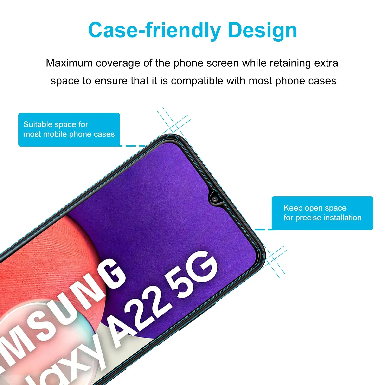 Screen Protector For Samsung Galaxy A22 5G Tempered Glass HD Crystal Clear 9H High Aluminum Anti Scratch Case Friendly
