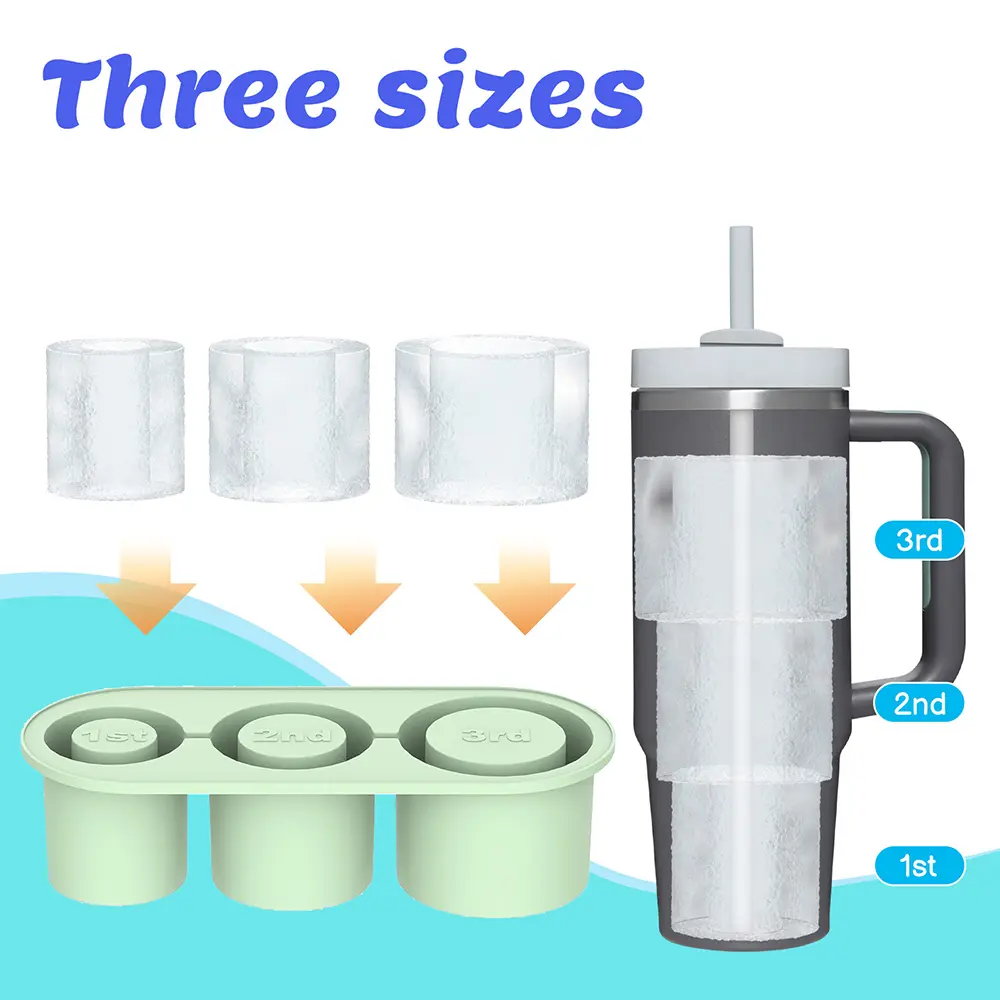 3-Pack Silicone Ice Cube Molds with Lids - Round Tube Ice Trays for Whiskey, Cocktails, Coffee (BPA-Free)