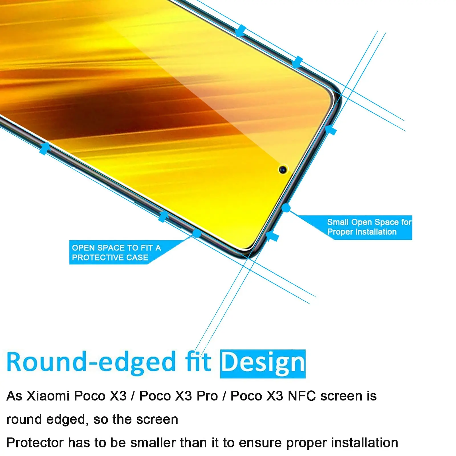 Screen Protector For POCO X3 NFC Pro Xiaomi Tempered Glass HD Crystal High Aluminum  9H Clear Case Friendly
