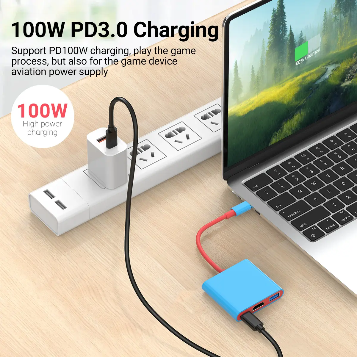 Game Dock 4K HDMI USB 3.0 Hub Adapter USB C Splitter TV Portable Docking Station for Laptops PC iPad MacBook Air Pro