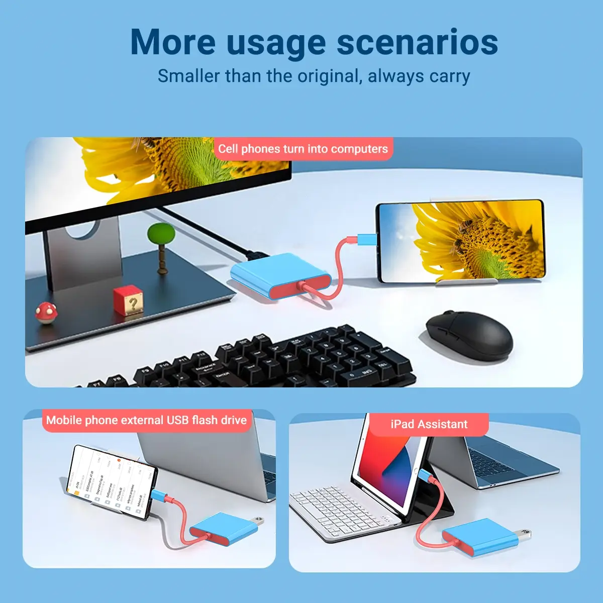Game Dock 4K HDMI USB 3.0 Hub Adapter USB C Splitter TV Portable Docking Station for Laptops PC iPad MacBook Air Pro