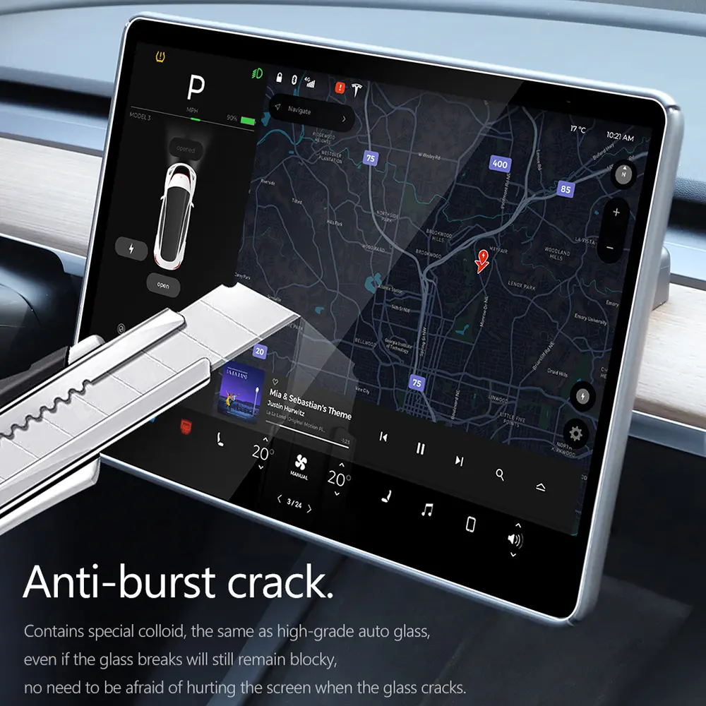 Tempered Glass Screen Protector For Tesla Model 3 Y 2021-2023 Center Control Accessorie Matte Anti Glare HD Film Protection