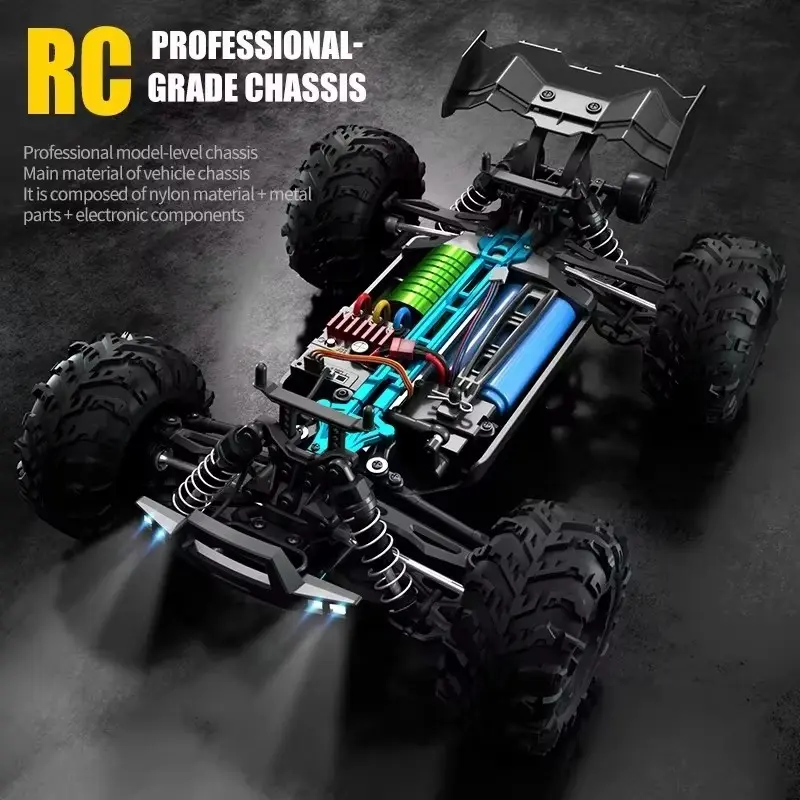 1:16 4WD RC Car 70KM/H Or 50KM/H With LED Remote Control Cars High Speed Drift Monster 4x4 Truck For Kids VS Wltoys 144001 Toys