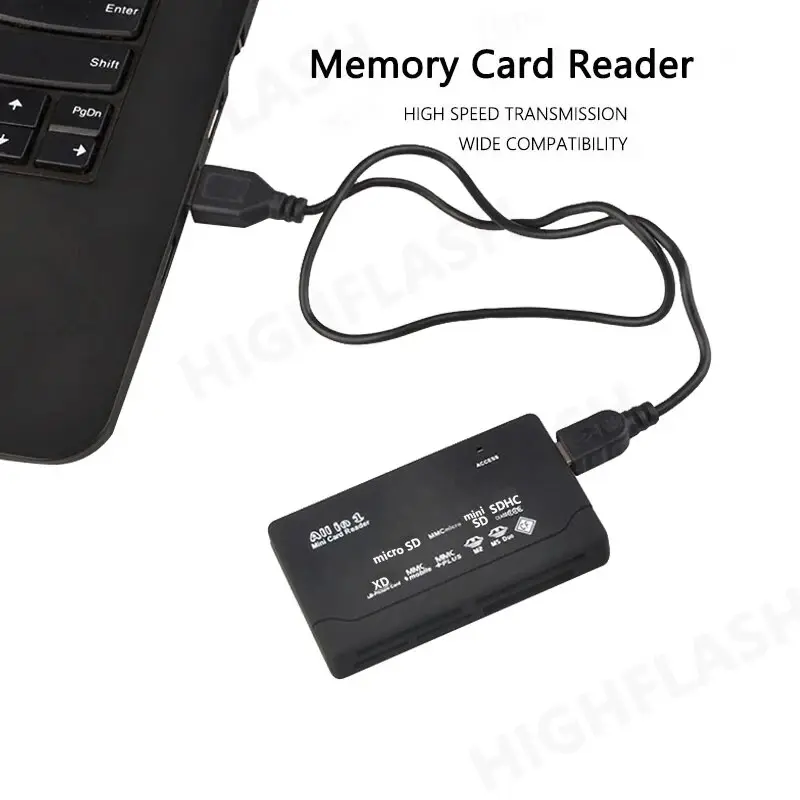 Lector De Tarjetas Todo En Uno USB 2,0 Adaptador De Lector De Tarjetas SD Compatible TF CF SD Mini SD SDHC MMC MS XD