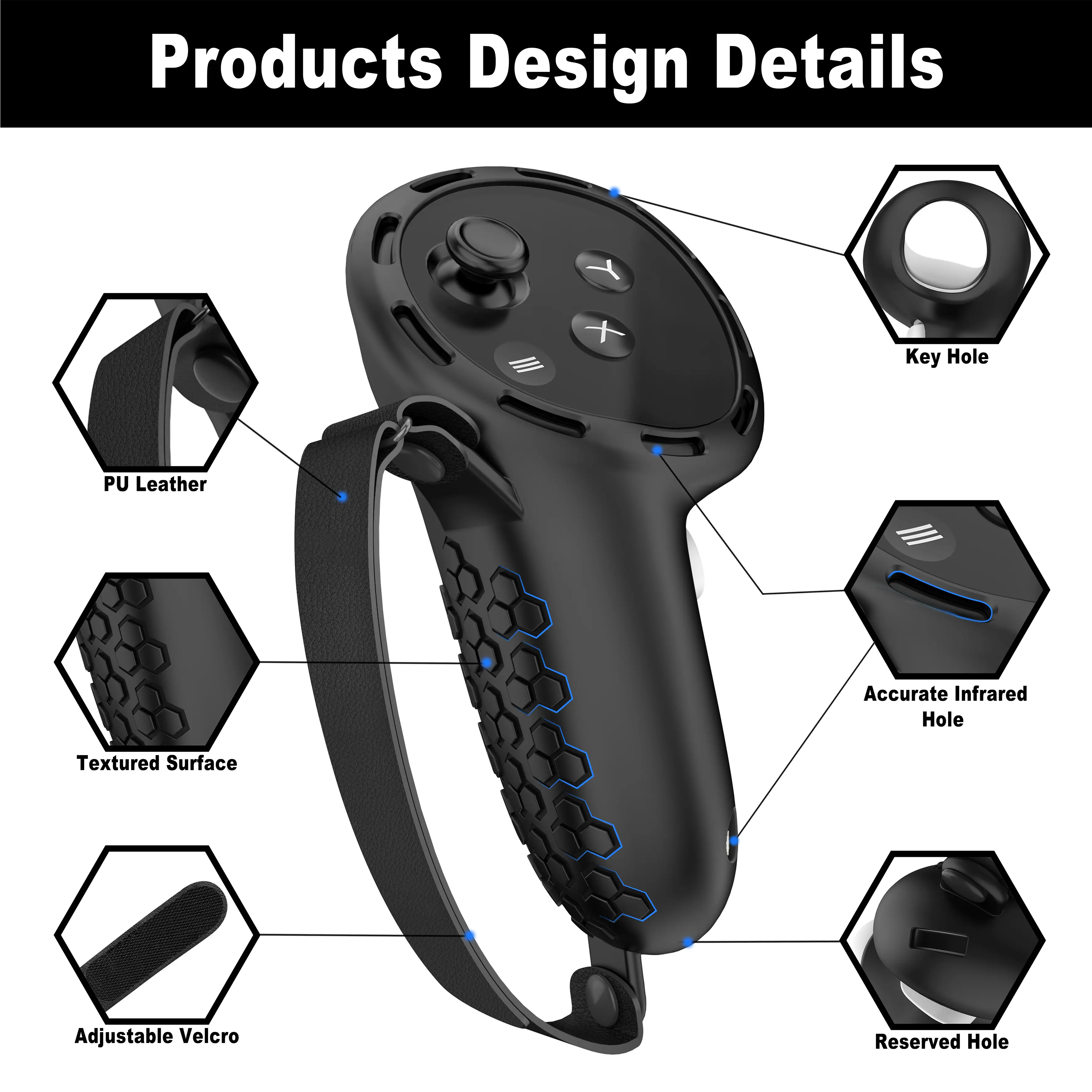 Applies to Meta/Oculus Quest 3s controller handle protective case with adjustable knuckle strap, with Meta Quest 3s accessory