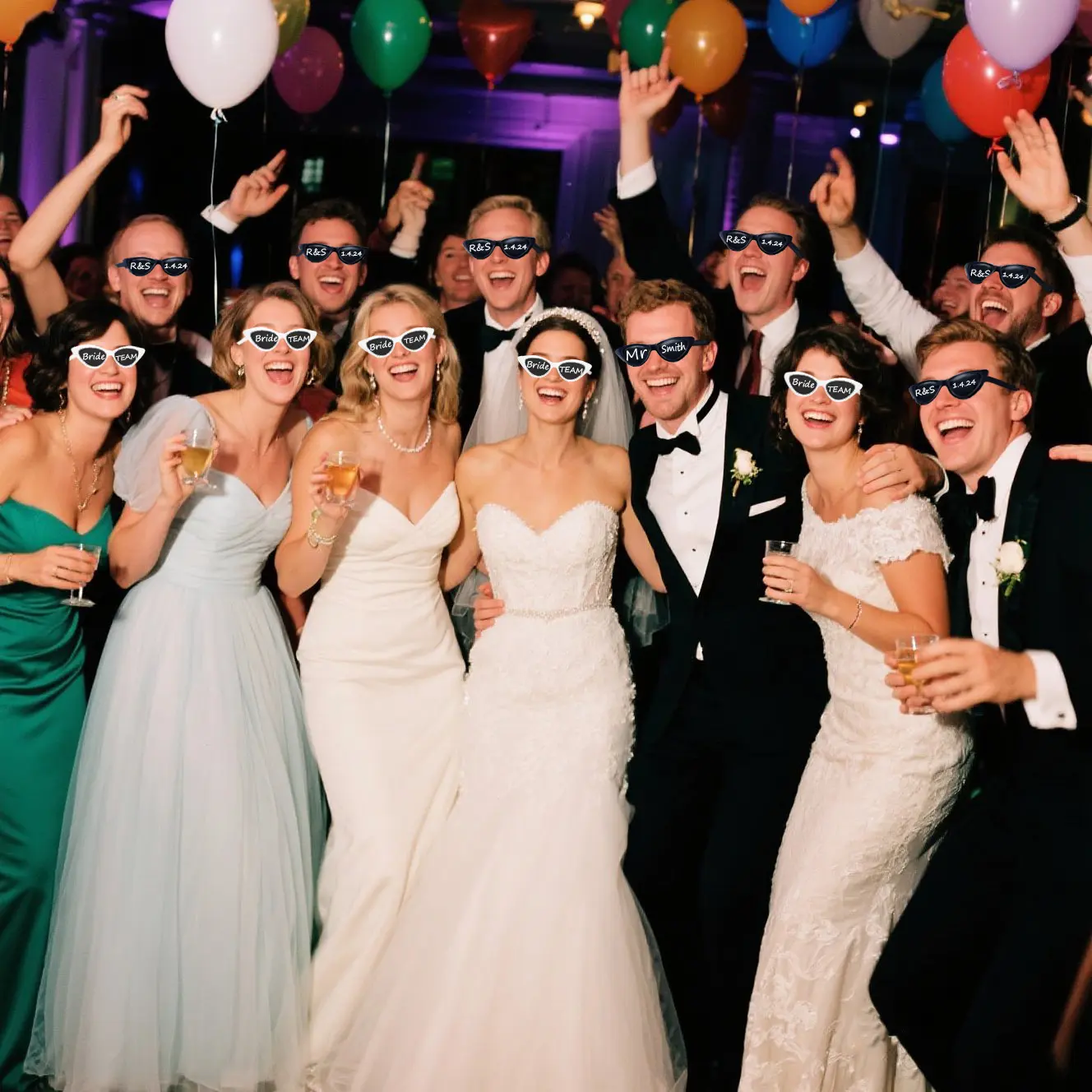 12-100Pcs DIY Wedding Sunglasses for Guests Personalised Heart Sunglasses with Pen Bachelorette Party Glasses Bridesmaid Gifts