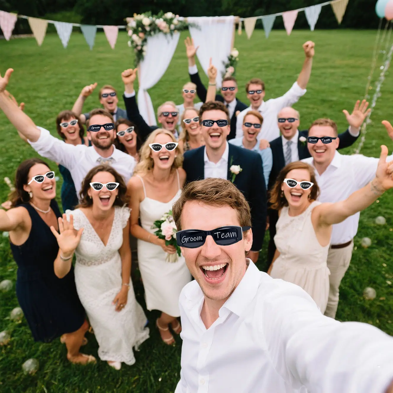 12-100Pcs DIY Wedding Sunglasses for Guests Personalised Heart Sunglasses with Pen Bachelorette Party Glasses Bridesmaid Gifts