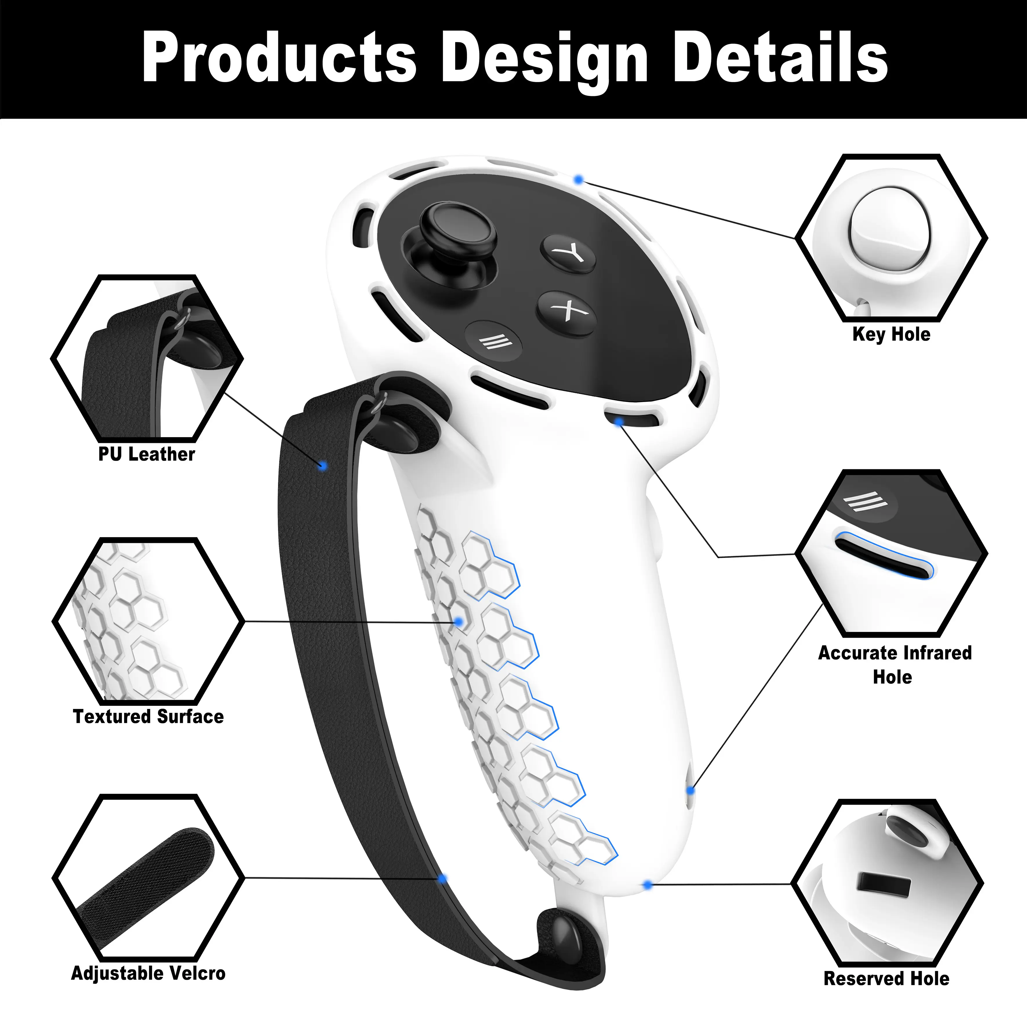 Applies to Meta/Oculus Quest 3s controller handle protective case with adjustable knuckle strap, with Meta Quest 3s accessory