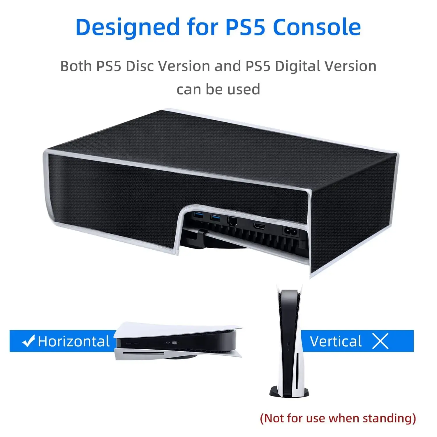 Dust Cover for PS5 Console Horizontal Oxford Cloth Anti-Scratch Waterproof Protective Cases for Sony PlayStation 5 Accessories