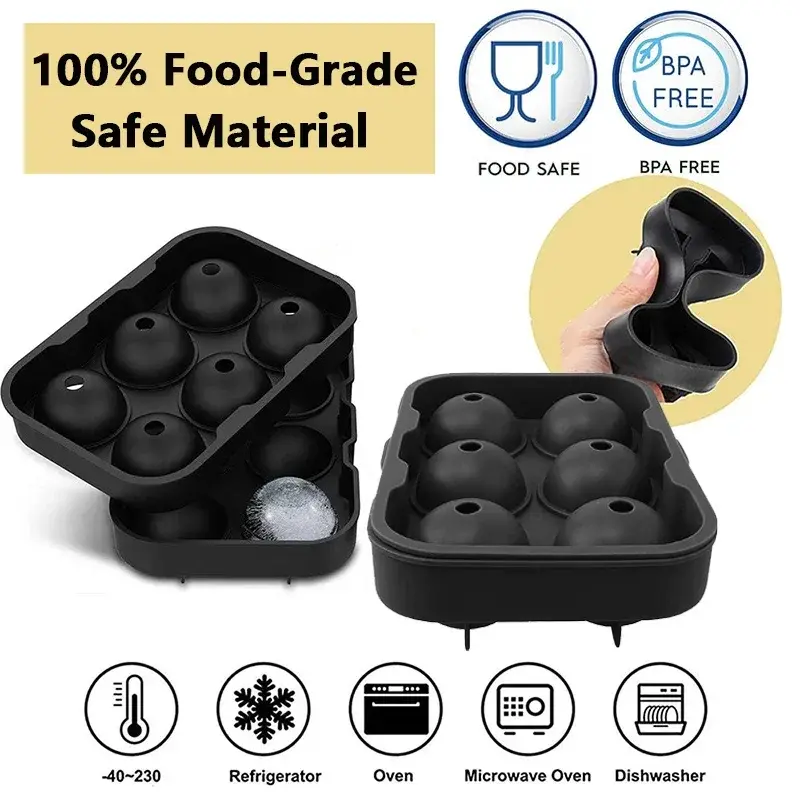 Silicone Ice Cube Trays Ice Ball Maker Large Square Mold BPA Free Whiskey Cocktail Reusable Freezer Container with Lids Drinks