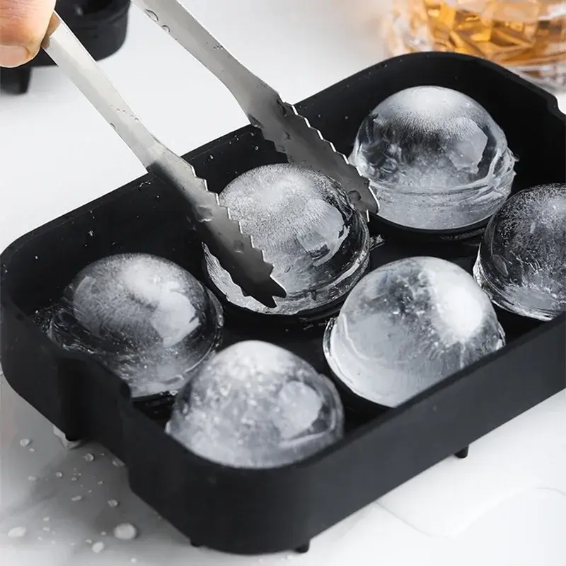 Silicone Ice Cube Trays Ice Ball Maker Large Square Mold BPA Free Whiskey Cocktail Reusable Freezer Container with Lids Drinks