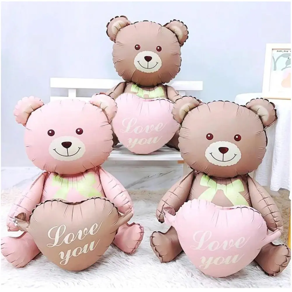 Coffee Brown Teddy Bear Balloon Number Heart Balloon set kid Birthday Party Decoration Baby Shower wedding Valentine's Day decor
