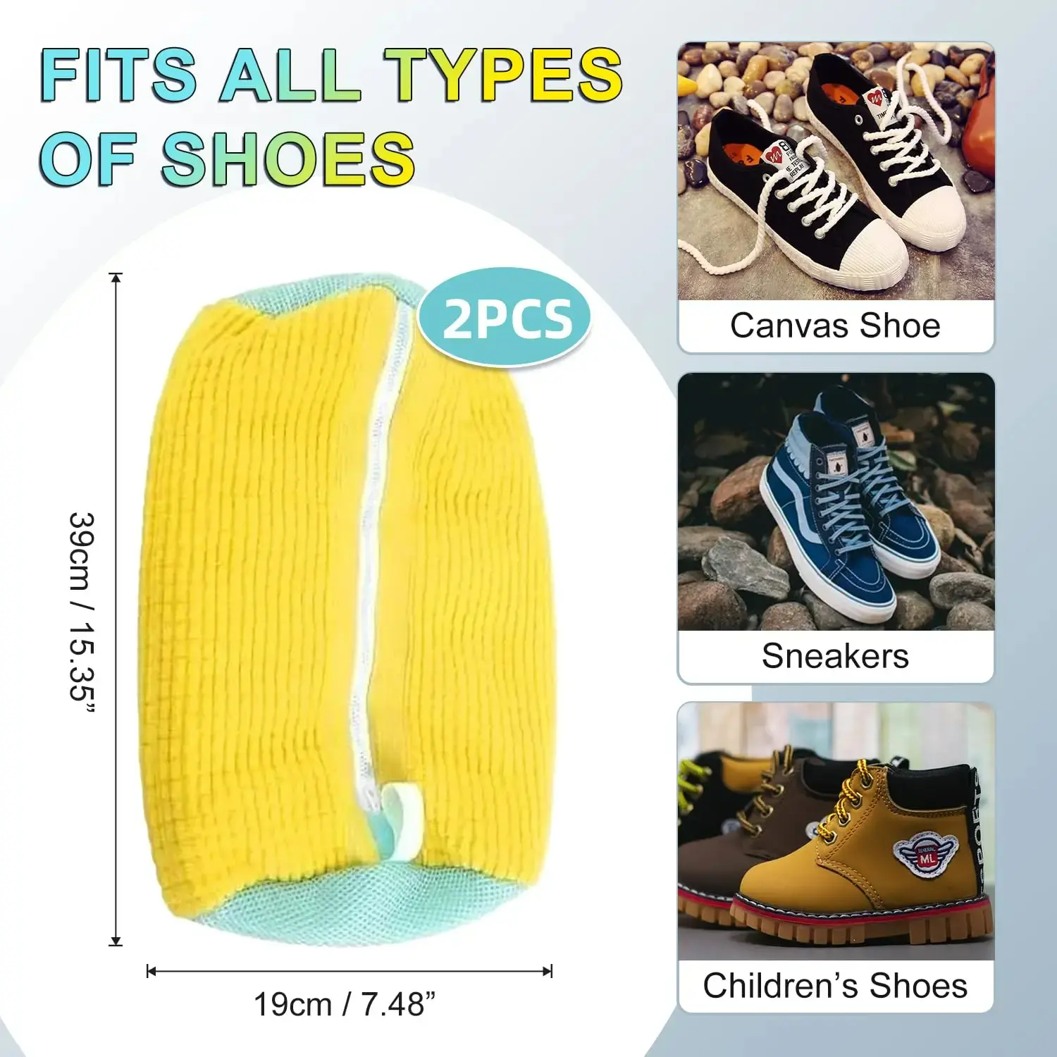Shoe Washing Machine Bag Reusable Sneaker Cleaning Bag for Washer Dryer Protective Mesh Laundry Bag for Tennis Shoes All Size