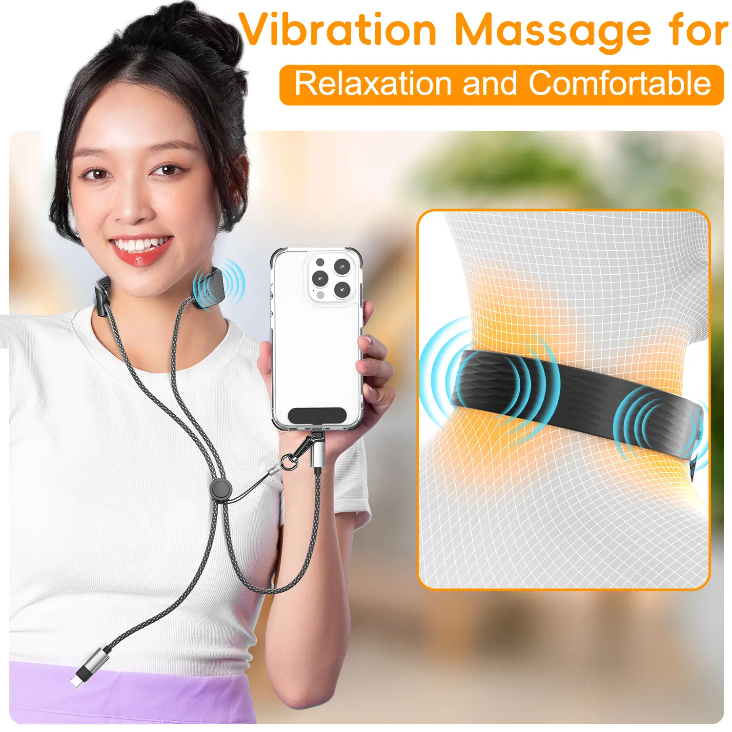 Fonken Intelligent neck massage device with wire control patch, 100W Fast Charging USB C Cable For iPhone 16/15 pro /iPad