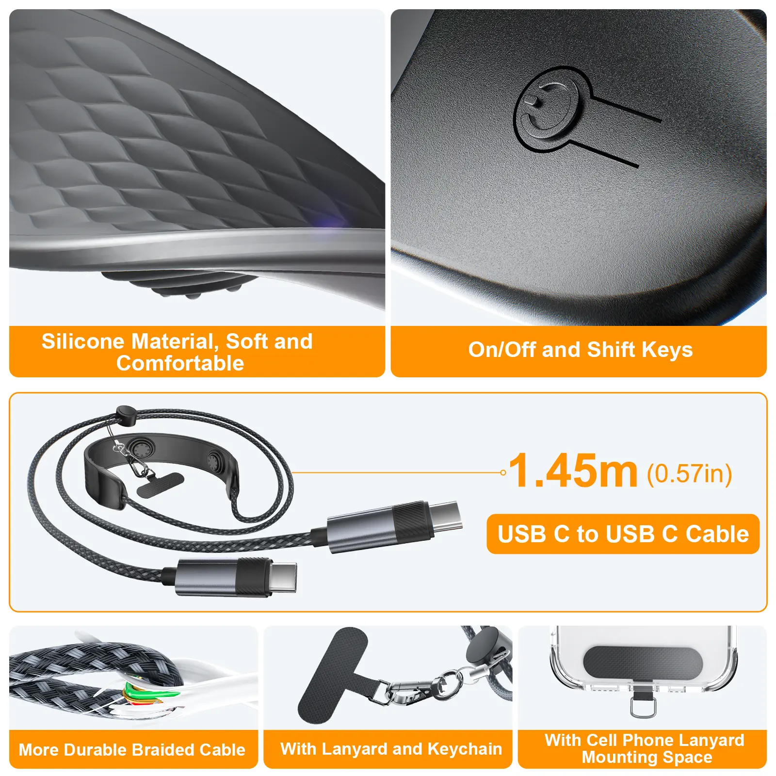 Fonken Intelligent neck massage device with wire control patch, 100W Fast Charging USB C Cable For iPhone 16/15 pro /iPad