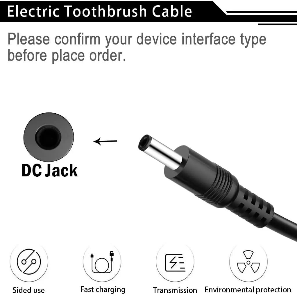 Electric Toothbrush Charger Cable Replacement for Fairywill FW-507/508/917/D1/D3/D7/D8/E6/E10/E11/2011/2001/P10/P11/T9/B1/K5 KID