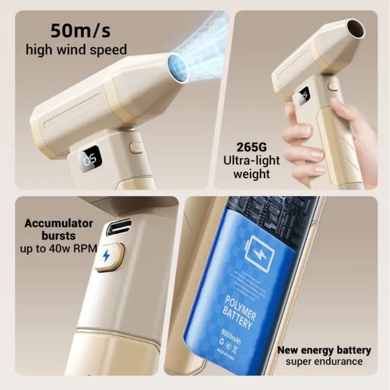 Air Blower 450000RPM Mini Turbo Jet Fan High Speed Turbo Violent Fan Brushless Motor Handheld Duct Fan PC Cleaning Tool