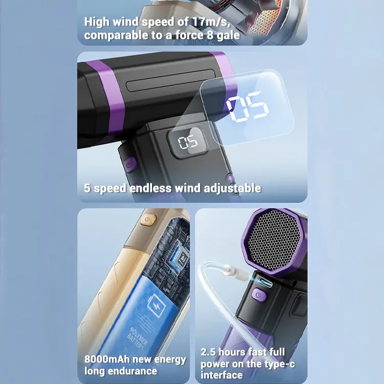 Air Blower 450000RPM Mini Turbo Jet Fan High Speed Turbo Violent Fan Brushless Motor Handheld Duct Fan PC Cleaning Tool