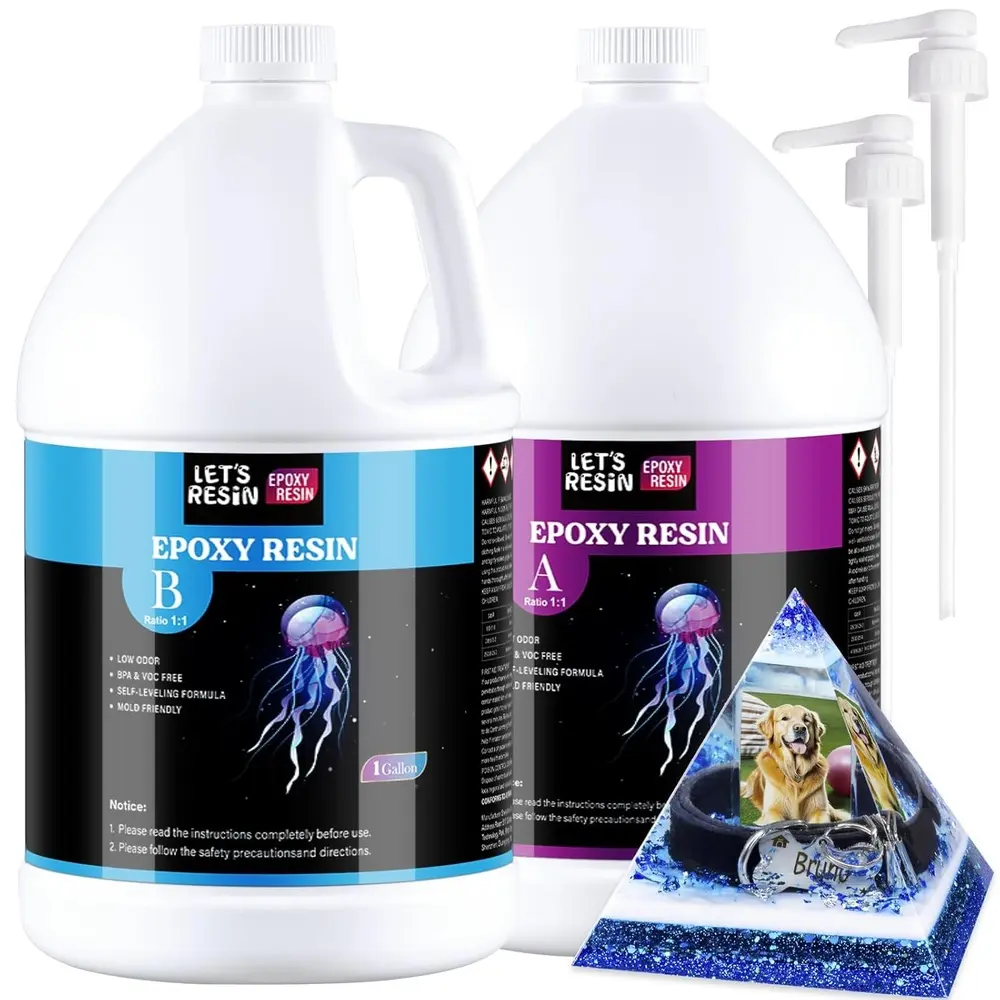 2 Gallon Crystal Clear Epoxy Resin Kit Bubble Free with Pumps Art Craft DIY Projects Casting and Preservation