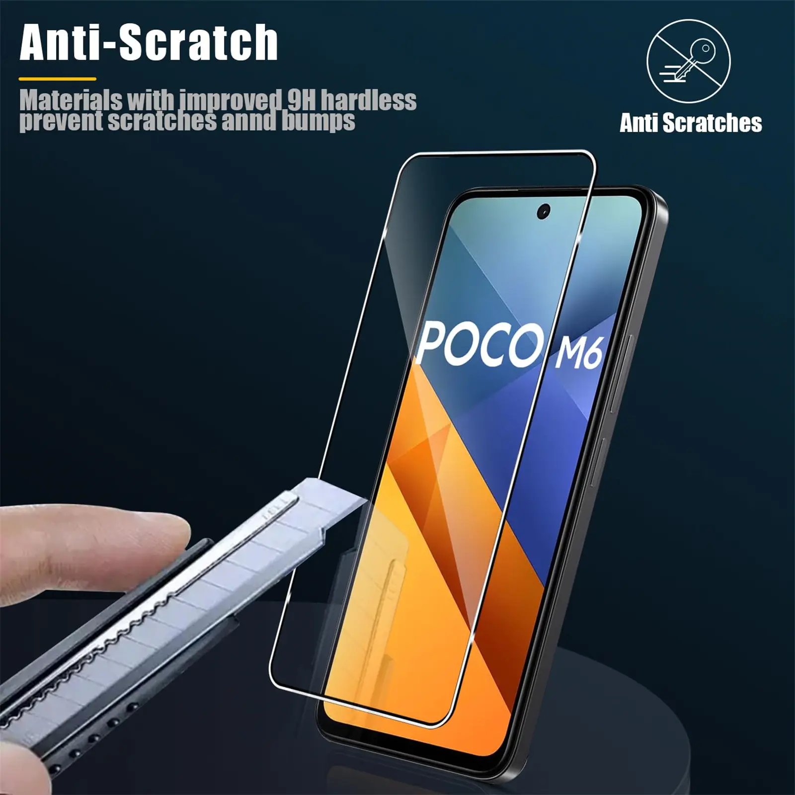 Screen Protector For POCO M6 4G 6.79 inch Tempered Glass HD Crystal High Aluminum 9H Case Friendly