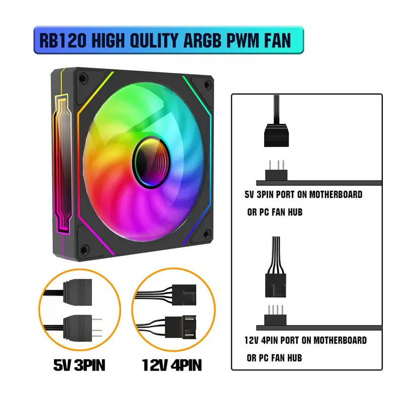 Prism4 Pro 12cm ARGB Fan PC Case Fan Kit 4pin PWM CPU Cooling Fans 3pin 5v RGB Gaming Computer Fan