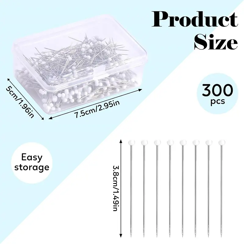 BUDDUR 300/400pcs Sewing Pins Straight Pins for Fabric Pearlized Ball Head Quilting Pins for Jewelry Making DIY Decoration