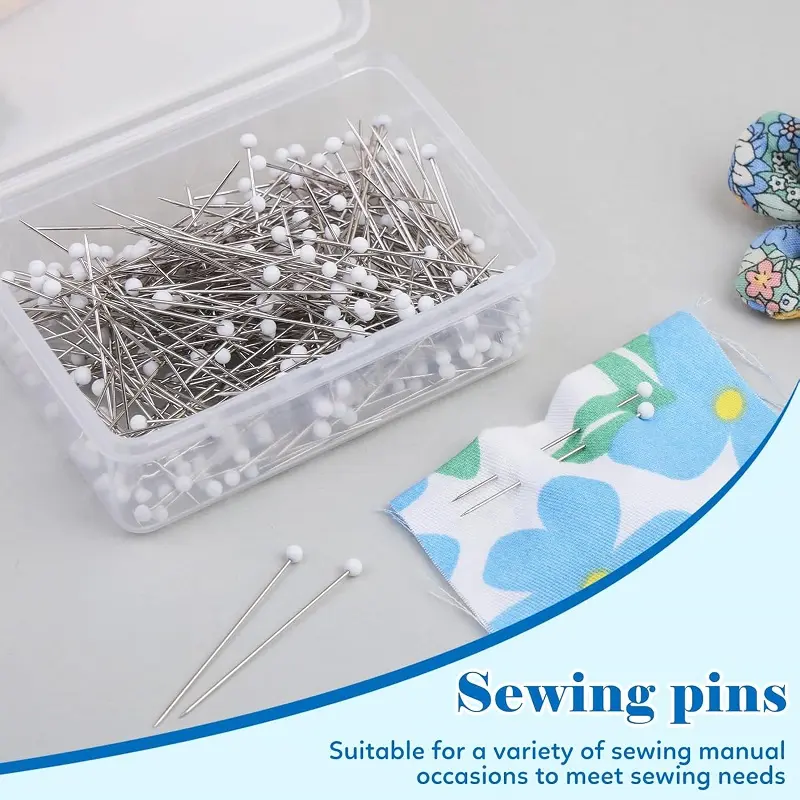 BUDDUR 300/400pcs Sewing Pins Straight Pins for Fabric Pearlized Ball Head Quilting Pins for Jewelry Making DIY Decoration