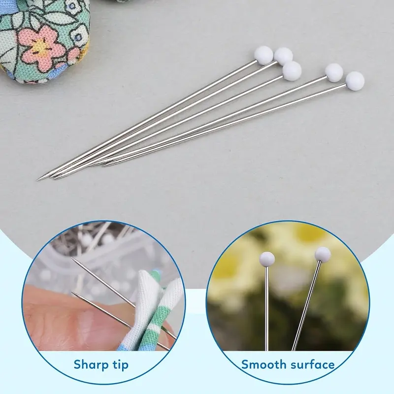 BUDDUR 300/400pcs Sewing Pins Straight Pins for Fabric Pearlized Ball Head Quilting Pins for Jewelry Making DIY Decoration
