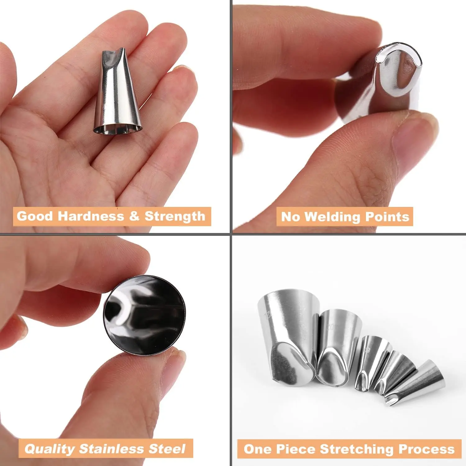 5PCS Chrysanthemum Piping Tips Set -Stainless Steel Cake Decorating Nozzles for Buttercream Flowers DIY Cake Decorating Supplies