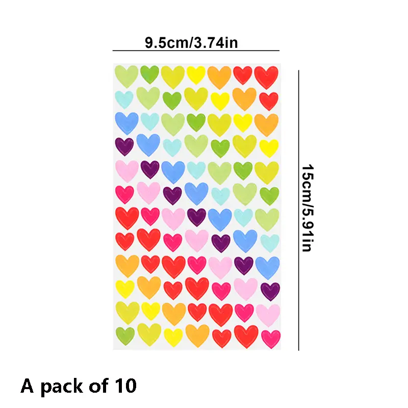 10pcs Colorful love Adhesive Stickers - Perfect for Scrapbooking, DIY Arts, and Crafts and Fun Shapes for Creative Projects