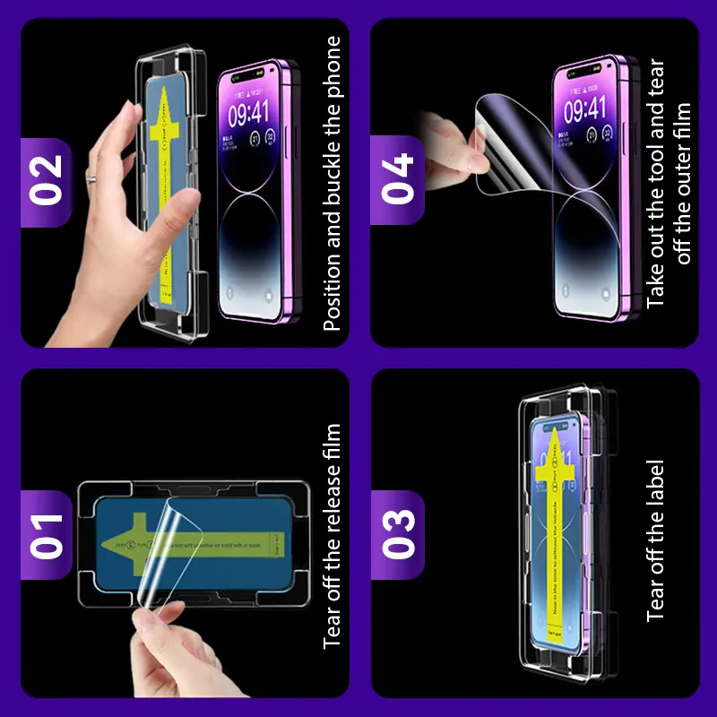 4PCS Oleophobic Coating Dust Free Easy Installation Screen Protector For iPhone 16 14 11 13 12 15 Pro Max 15 16 Plus Glass