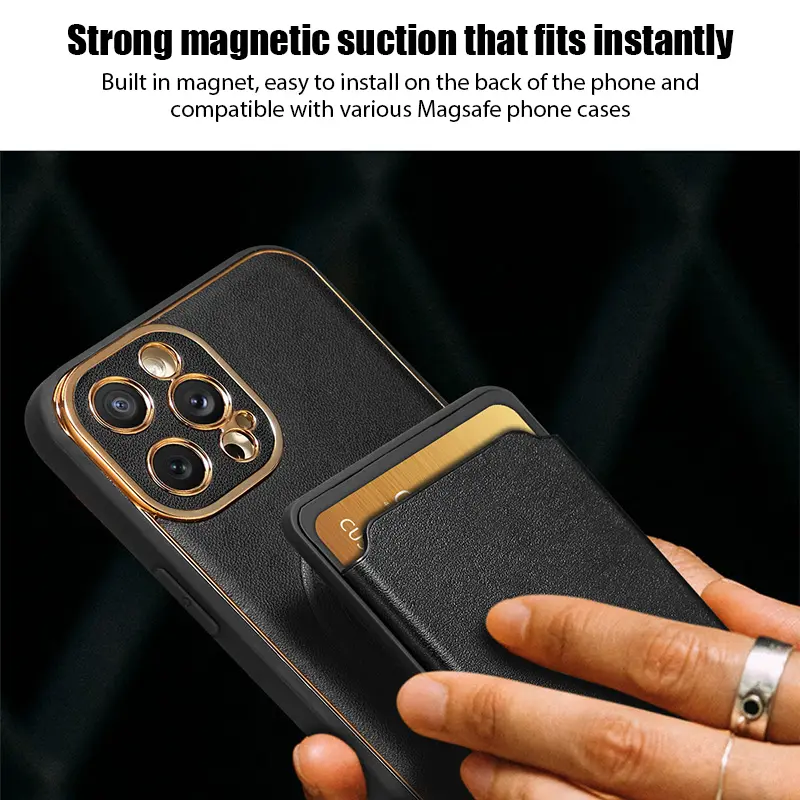 For Magsafe Magnetic Luxury Leather Card Holder Wallet Case For iPhone 15 Pro Max 14 13 Phone Bag Cover Adsorption Accessories