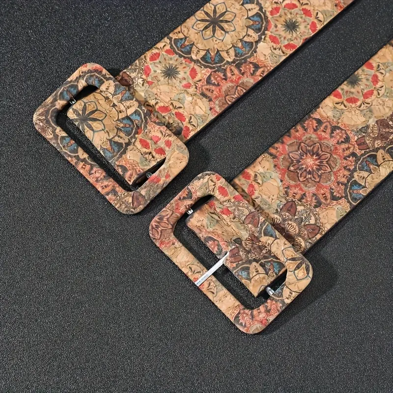 Bohemian style flower multi-color belt splicing color pu belt full cover pin buckle versatile jeans accessories belt