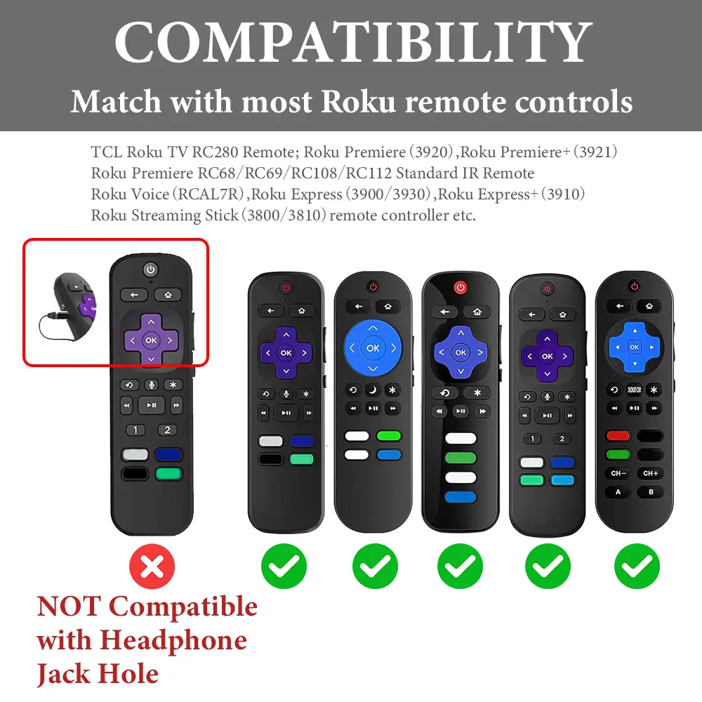 Cute Love Heart Design Silicone Remote Control Cover Case for Roku TV TCL HISENSE Express Streaming Stick 4K Premiere Streambar