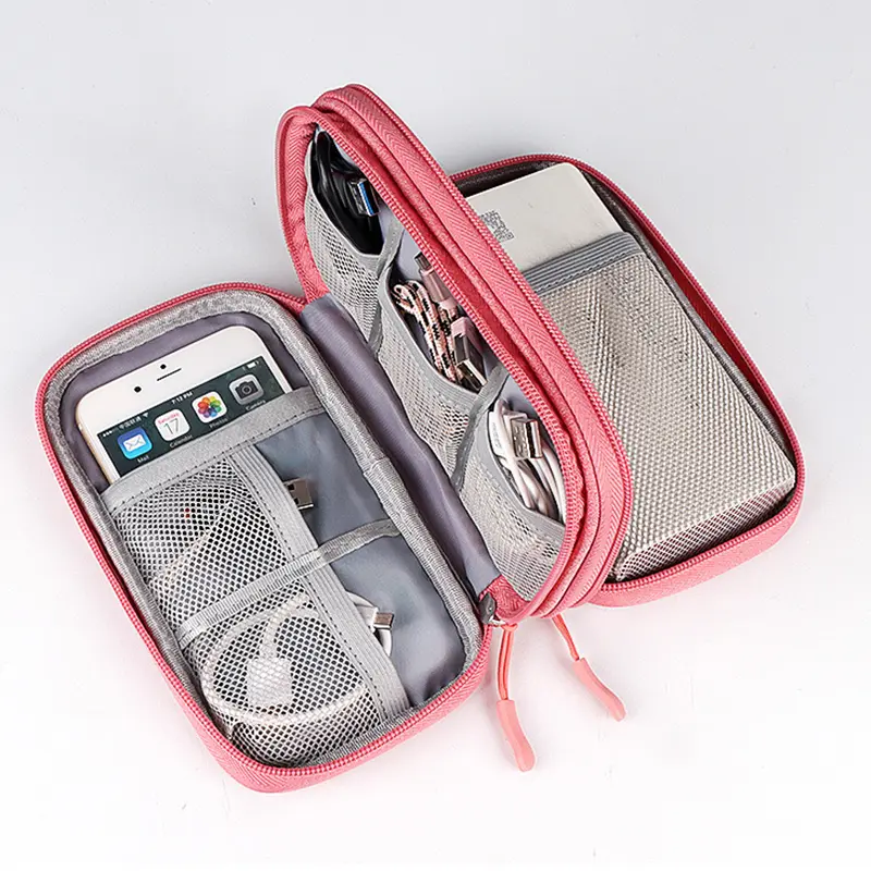 Data Cable Storage Bag, Double-Layer Hard Drive Bag, Protective Cover, Portable Power Bank, Digital Accessories, Large Capacity