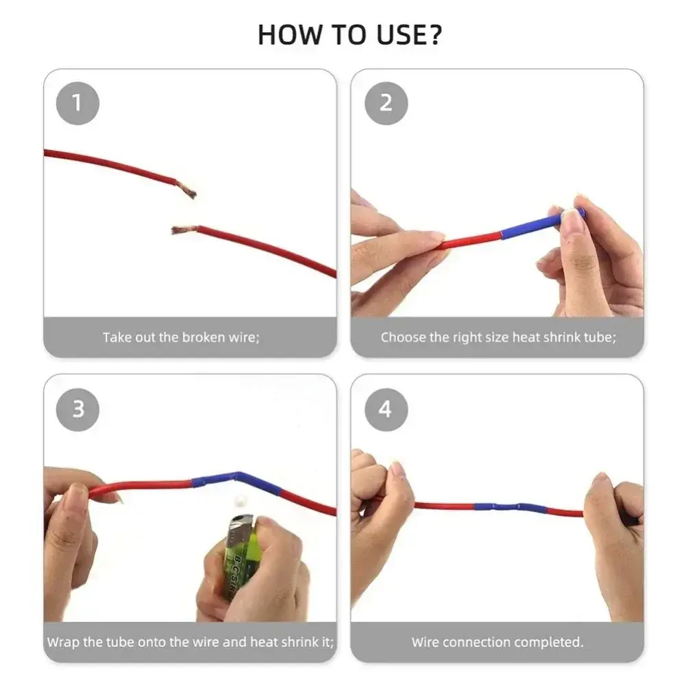 Heat Shrinkable Tube Kit Wire Repair Shrink Wrapping Cable Wire Cover Protection Sleeve Electrical Connect Insulation Protecter