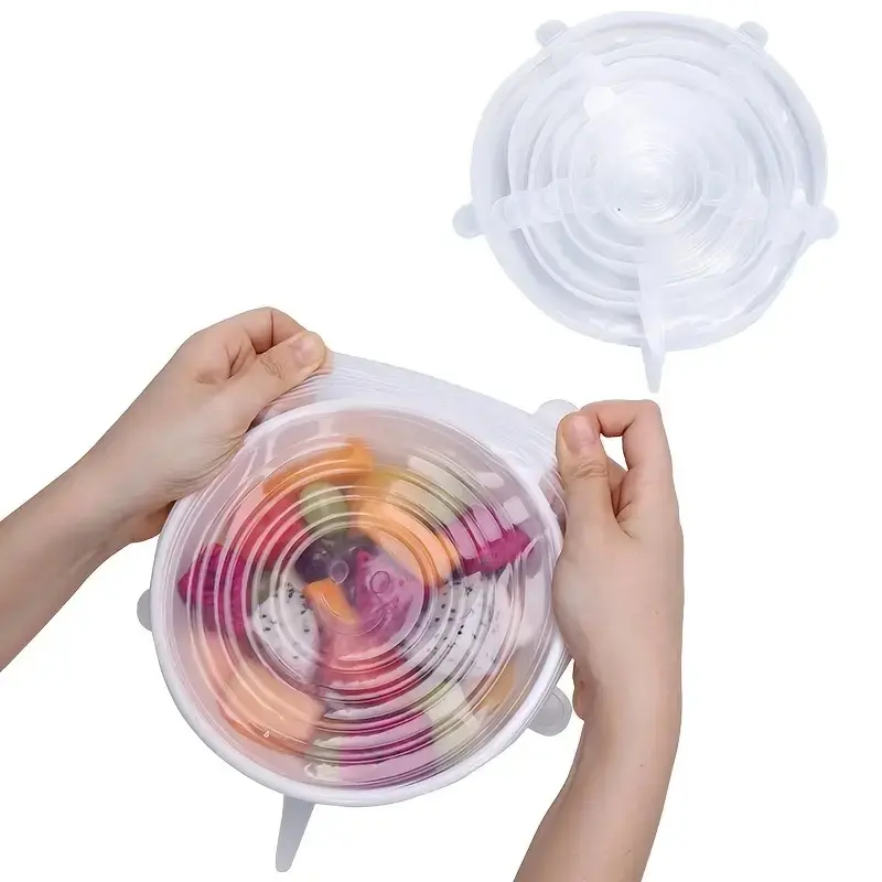 6Pcs Six-Piece Set of Fresh-Keeping Lids, Silicone Sealing Lids, Silicone Crisper Lids, Smiley Face Sealing Lids, Fresh-Keeping Lids