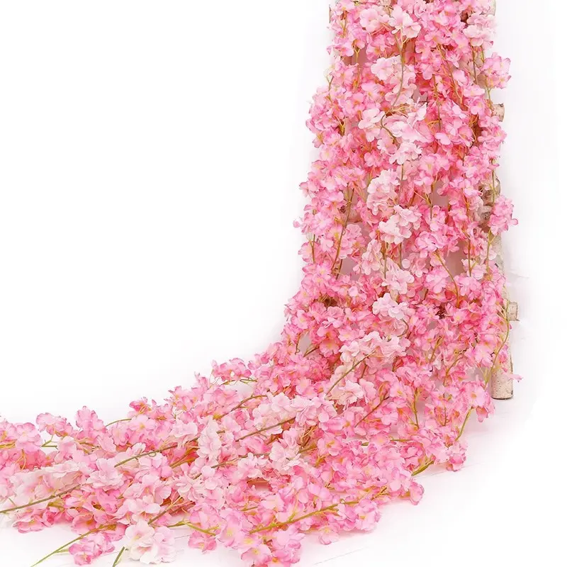 180CM Artificial Sakura Flowers Vine Wedding Garden Rose Arch Home Party Decoration Christmas Bridal Fake Silk Scrapbook Plants