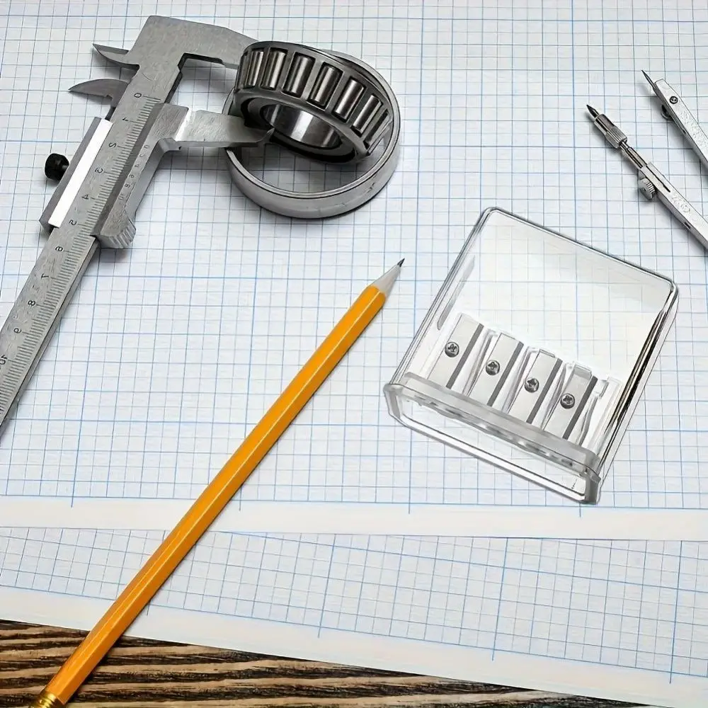 1PC sketch pencil charcoal long core pencil sharpener, art special pencil sharpener 4-hole multi-function with cover