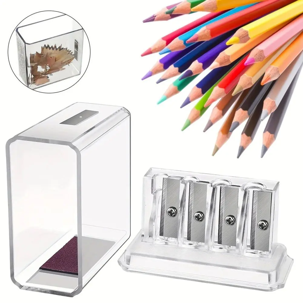 1PC sketch pencil charcoal long core pencil sharpener, art special pencil sharpener 4-hole multi-function with cover
