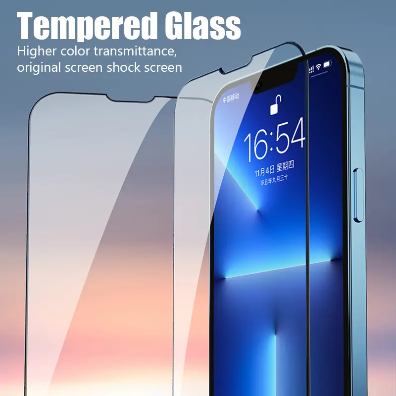 4PCS Full Cover Tempered Glass For iPhone 16 15 14 13 12 11 Pro Max Screen Protector For iPhone 16 15 14 13 11 Pro 16e Glass