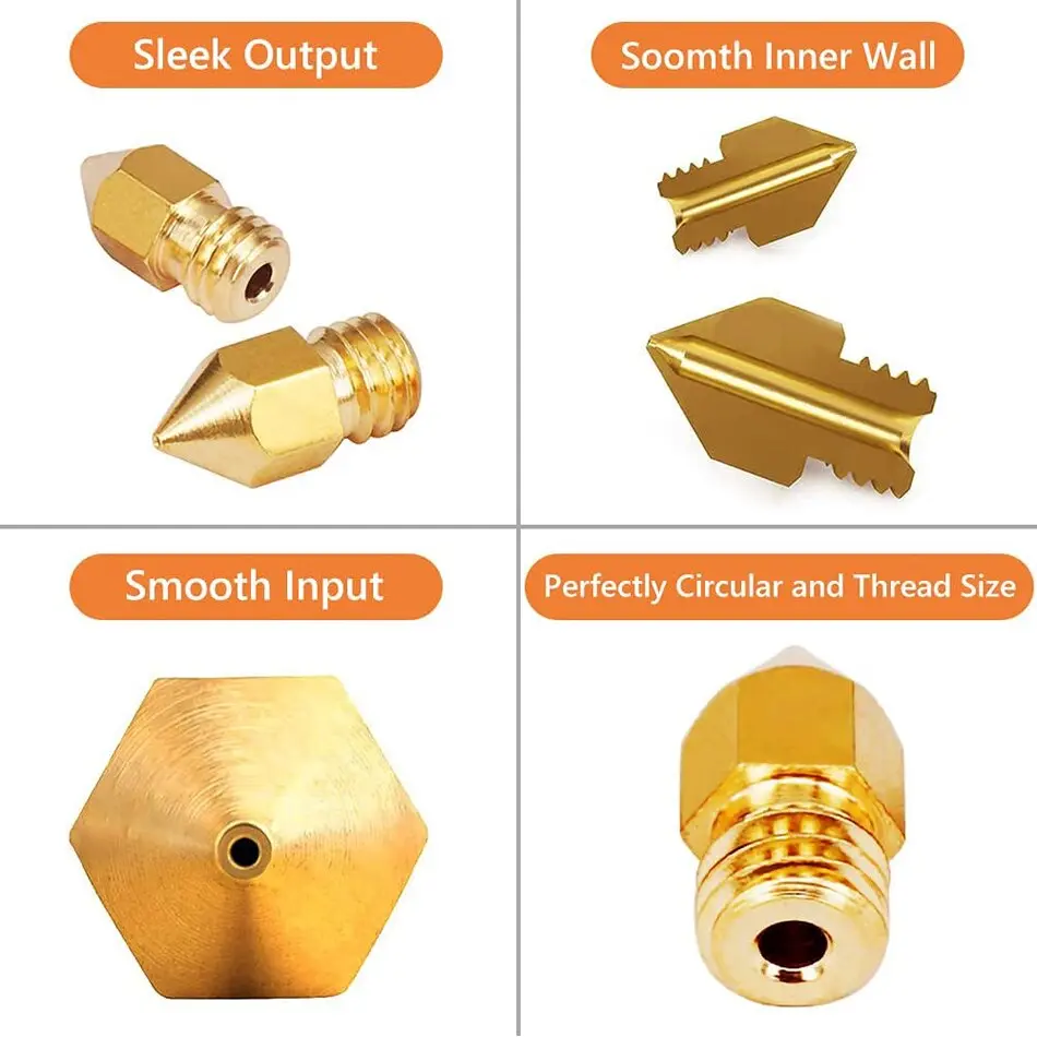 24pcs MK8 Ender 3 Nozzles 3D Printer Brass Nozzles Extruder for Ender 3 CR-10 0.2/0.3/0.4/0.5/0.6/0.8/1.0mm Printer Nozzle