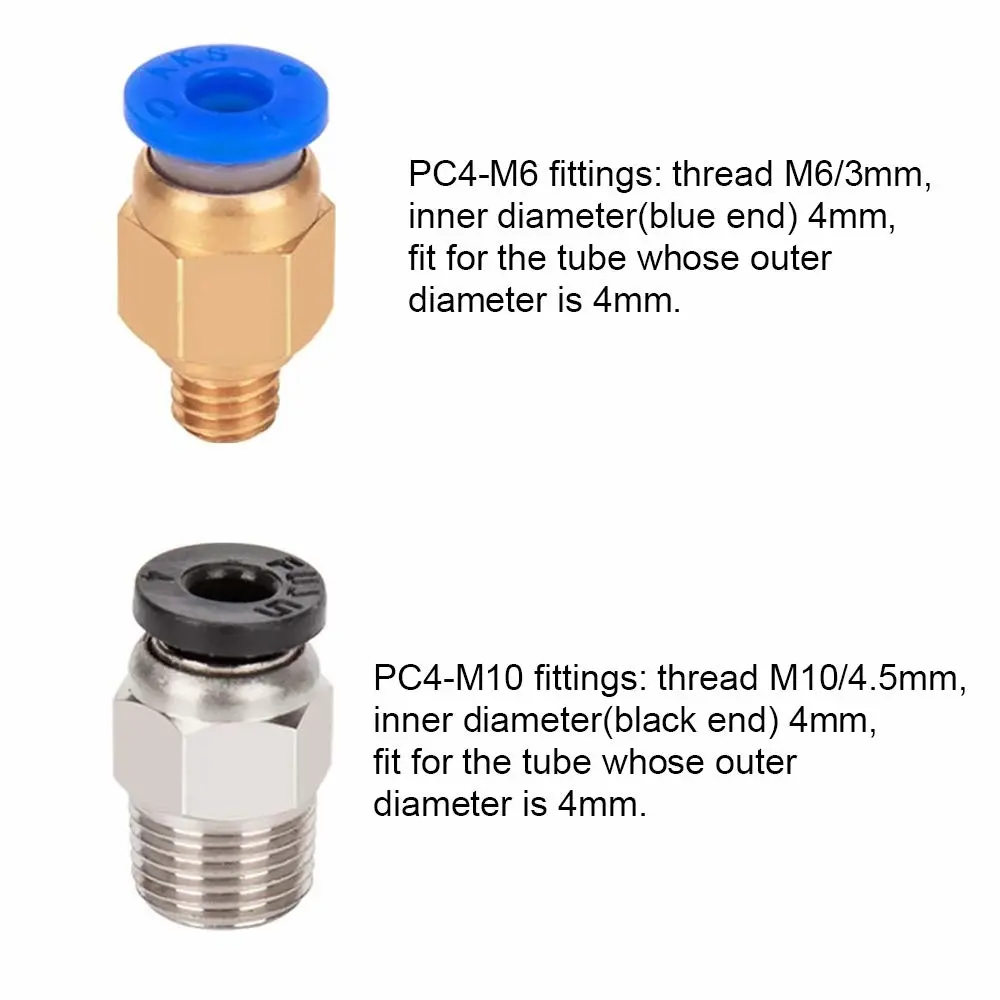 10Pcs PC4-M6 PC4-M10 Pneumatic Fitting PC4-M10 for Creality Ender 3/3 Pro/3 V2 Ender 5/5 Pro/5 Plus CR-10 3D Printer Parts