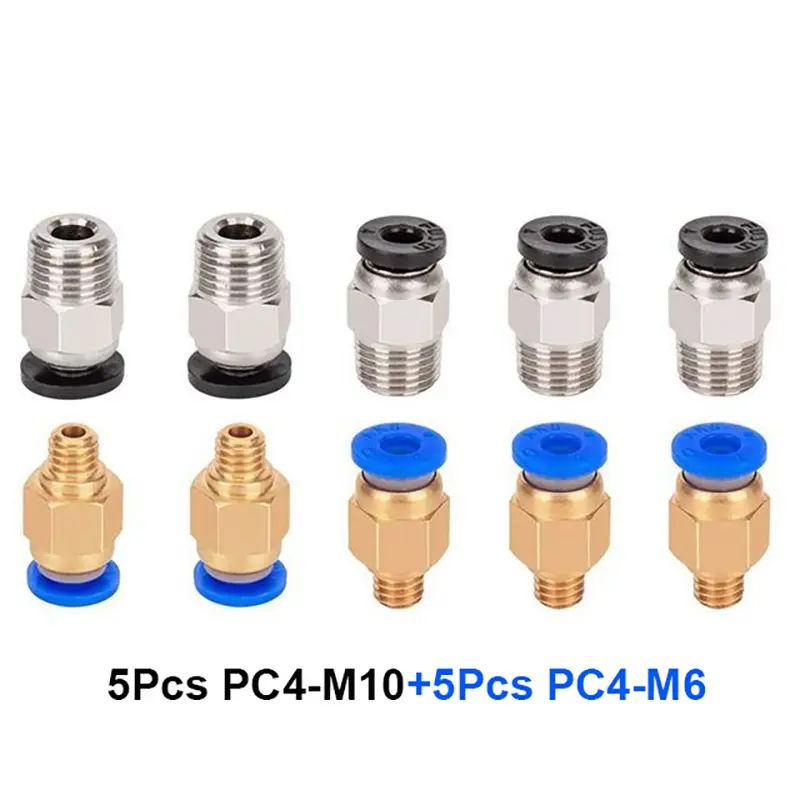 10Pcs PC4-M6 PC4-M10 Pneumatic Fitting PC4-M10 for Creality Ender 3/3 Pro/3 V2 Ender 5/5 Pro/5 Plus CR-10 3D Printer Parts