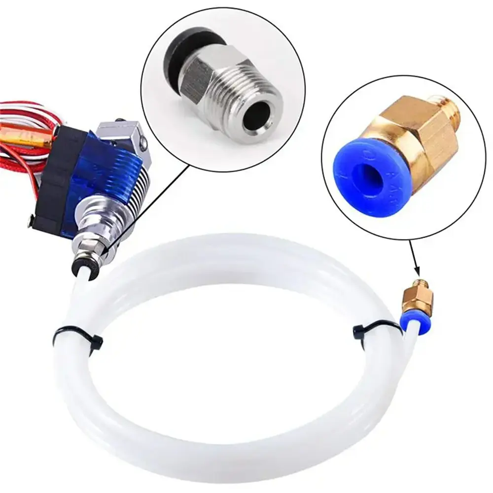2Pcs 1M Bowden PTFE Tubing with 4Pcs PC4-M6 and 4Pcs PC4-M10 Pneumatic Fittings Kit for 1.75mm Filament 3D Printer Parts Sets